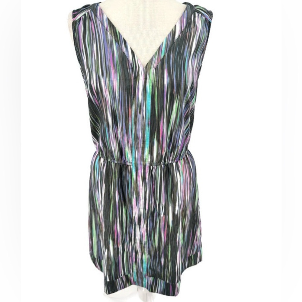Fynn & Rose Abstract Print‎ Sleeveless V-Neck Dress Watercolor Stripes Size 14